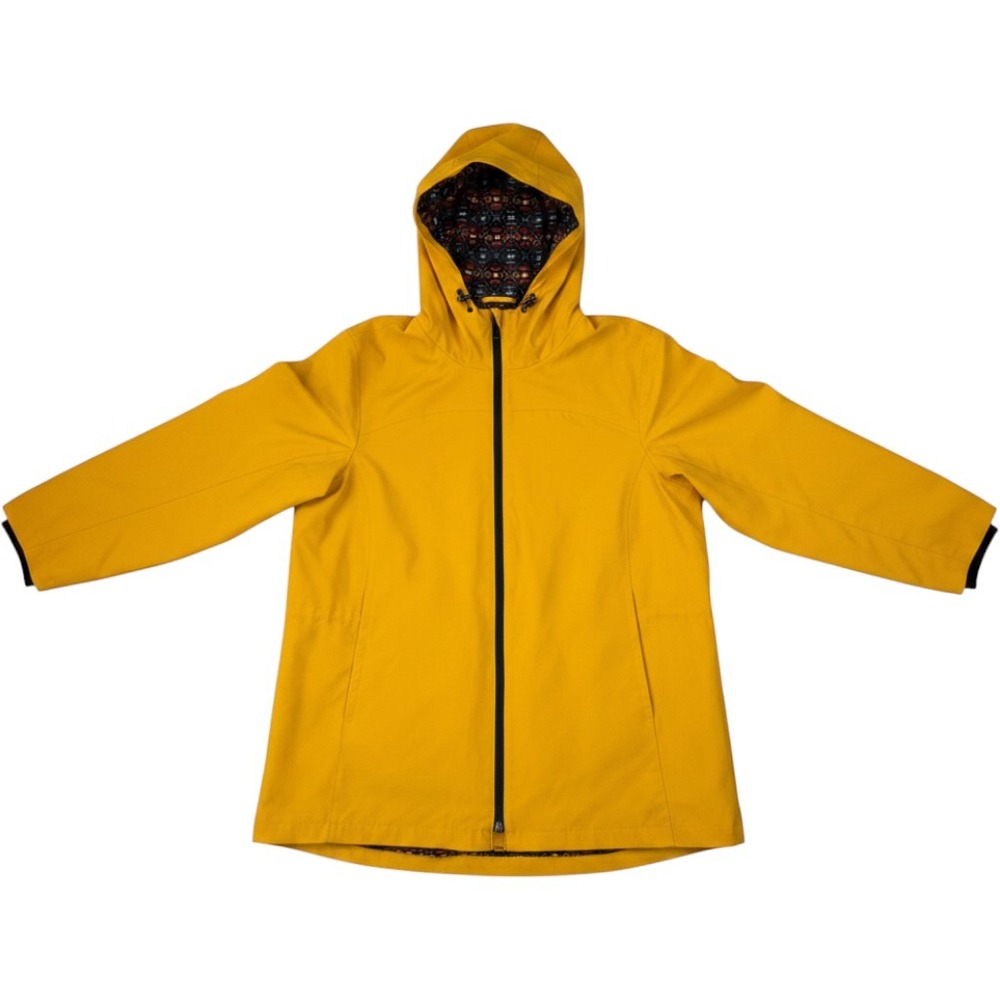 Pendleton Womens Yellow Hooded Rain Jacket XL Geometric Lining CW340 Full Zip